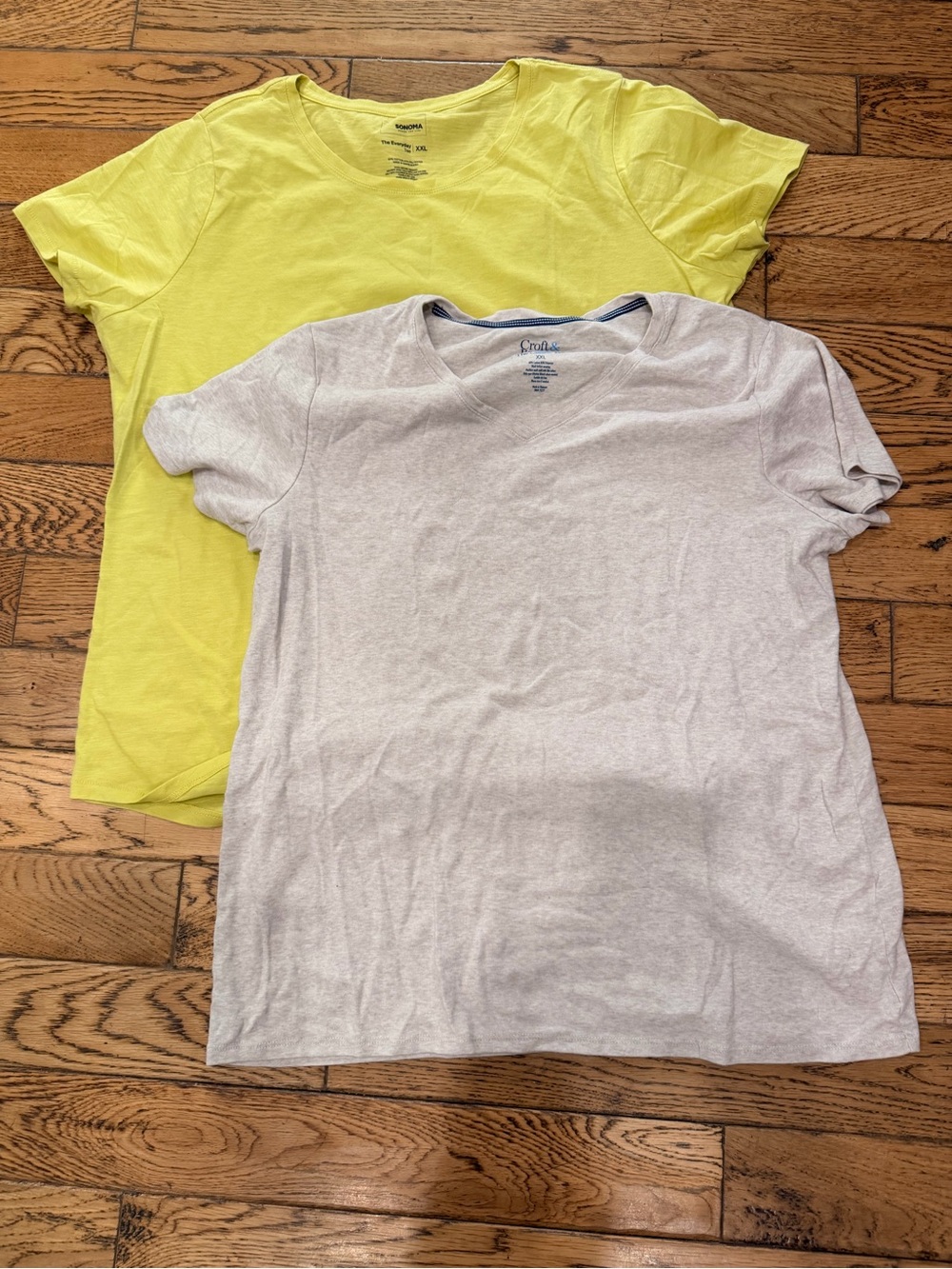 2 for 10!! Short Sleeve Tees in Yellow and Light oatmeal heather